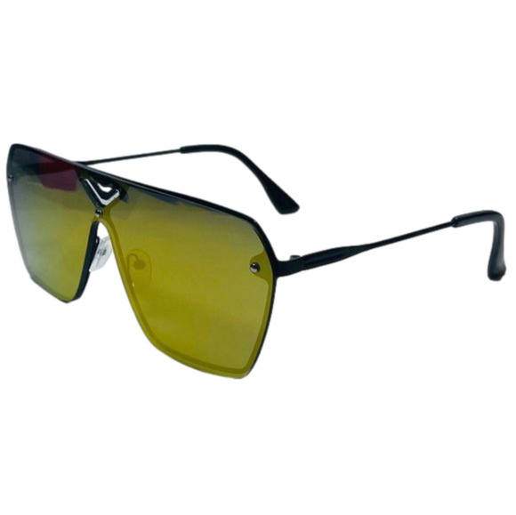 6041 | Gold Rimless Shield Sunglasses - Picture 3 of 5